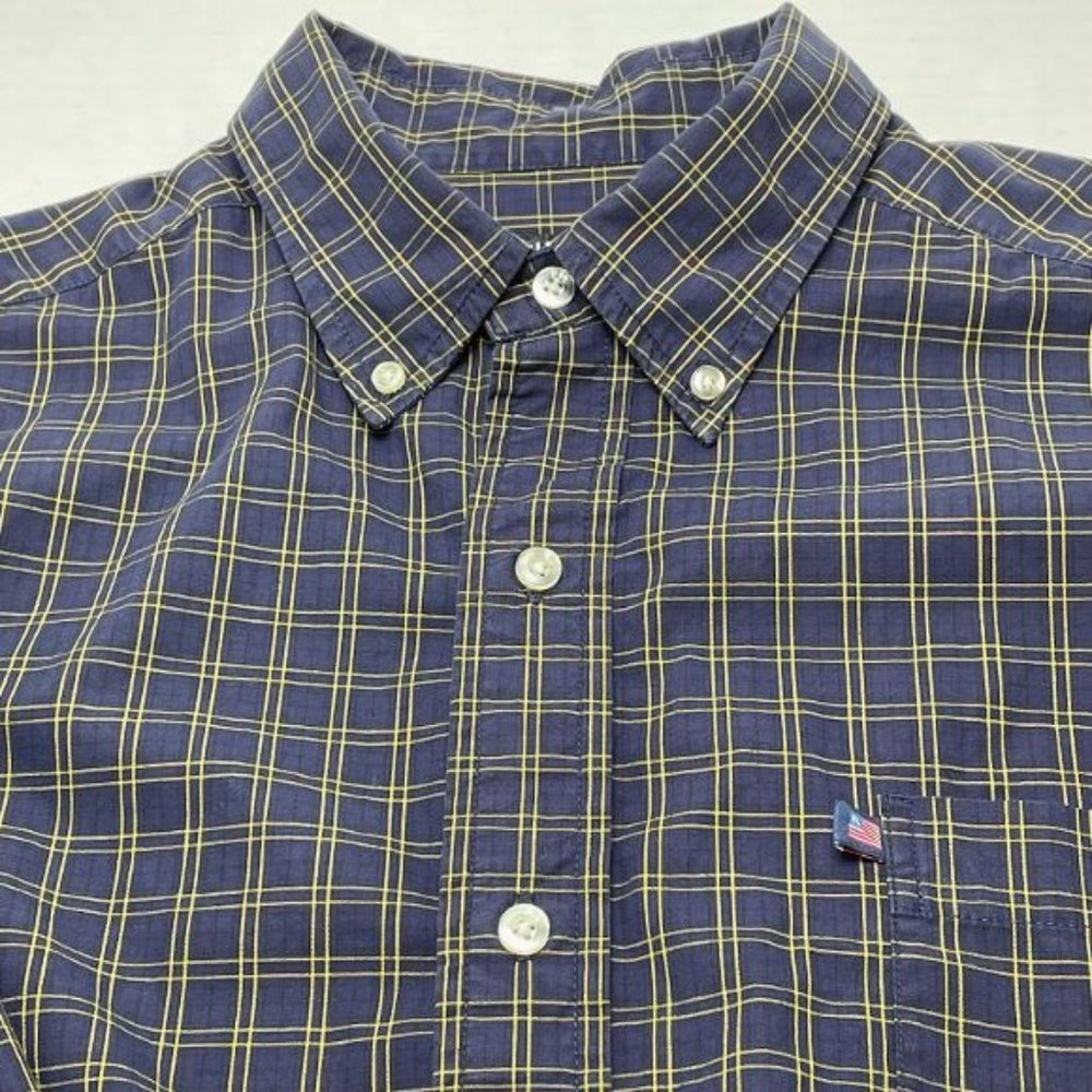 Ralph Lauren Jeans Co. Men's Casual Shirt - Navy & Yellow Check - Size L - EUC